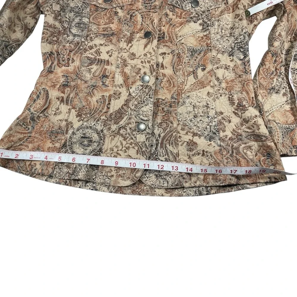 Analogy Medium Brown Embroidered Denim Style Jacket Button Front TexturedCowgirl - Picture 8 of 13